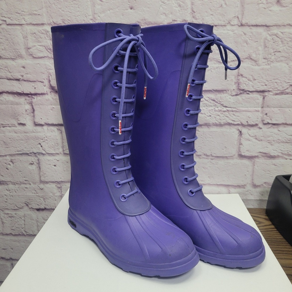 Native Paddington Rain Boots M7/W9 Rubber Purple Waterproof Utility Outdoor Gorp